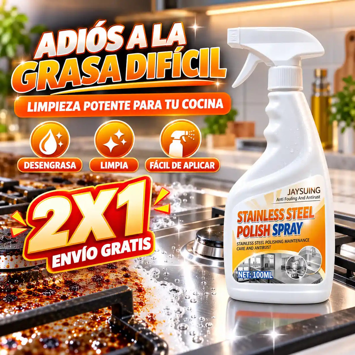 El spray que derrite la grasa de tu cocina en segundos sin tallar