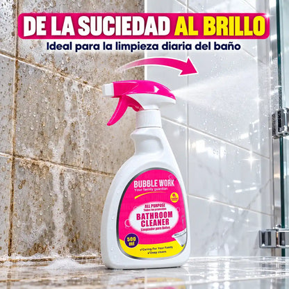 Deja tu baño brillando como nuevo en minutos, sin tallar hasta que te duelan los brazos
