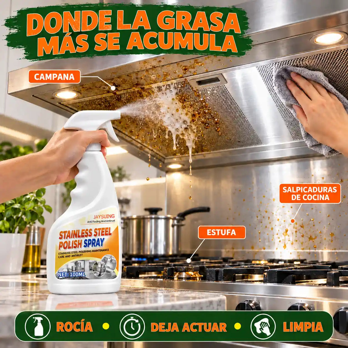 El spray que derrite la grasa de tu cocina en segundos sin tallar