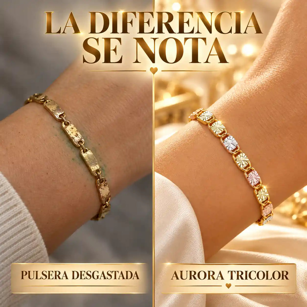 Oro de 14k que no se pone verde. Ni con el agua.