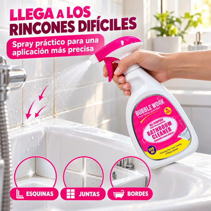 Deja tu baño brillando como nuevo en minutos, sin tallar hasta que te duelan los brazos